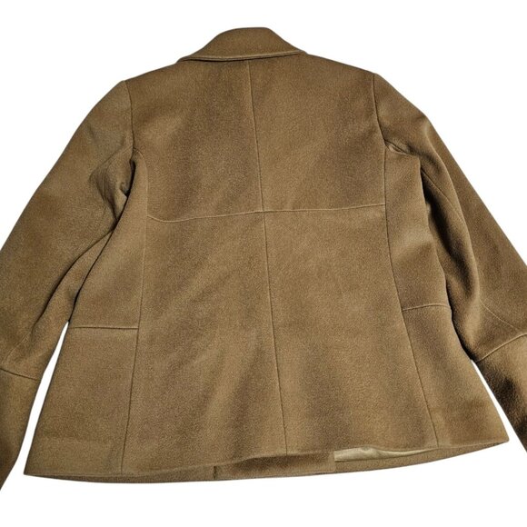 Theory Womens Pea Coat Double Breasted 100% Wool Jacket Blazer Camel Brown Sz M - Picture 4 of 9